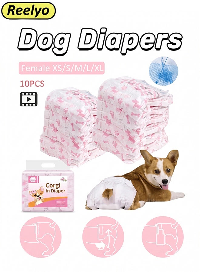 ريليو حفاضات الكلب التي يمكن التخلص منها للكلاب الكلاب القابلة للتعديل الكلب الكلب مع تسرب مناسبة ، الجرو بطانات حفاضات الجرو جدا حفاضات الكلب الامتصاص للكلاب الإناث سلس ، التبول المثير （10pcs الكلاب الإناث） - Image 1