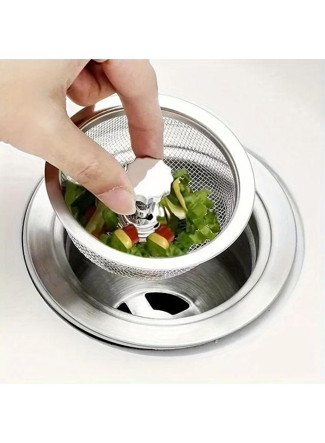 Heavy Duty Stainless Steel Kitchen Sink Strainer With Handle Stopper 1pc - Image 2