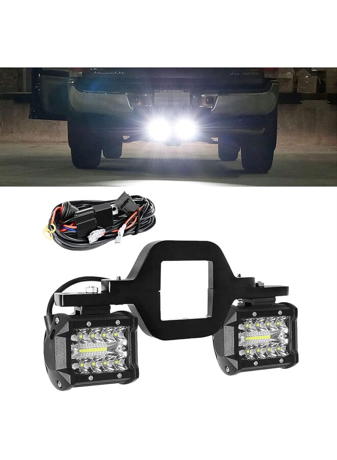 Generic Ow Hitch  Lights with Harness 2 PCS 4 Inch 60W  Pods,2.5 Inch Tow Hitch Mounting Brackets Backup Reverse Lights Compatible with Pickup ATV SUV Truck Trailer Boat  - Image 1