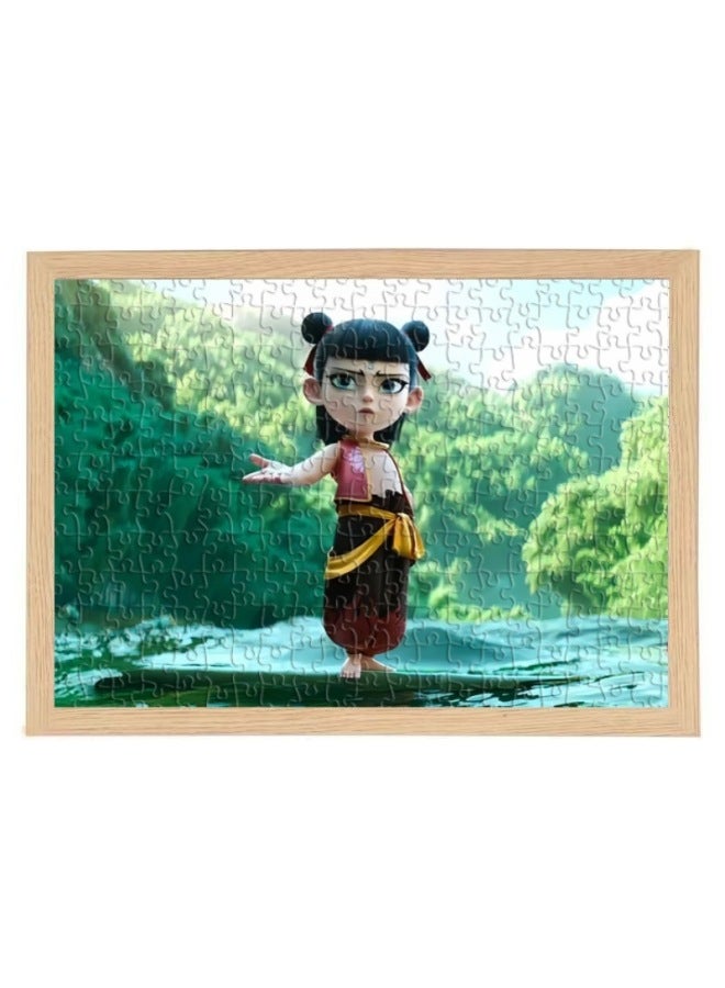 Loquat Which Magic Child Made The Sea 2 Jigsaw Puzzle Which 2 Magic Child Came To The World Mosaic Ao C Children's Animation Birthday Gift-Color:Nezha No. 6-120 Pieces + Wooden Photo Frame 26.8x21.8cm - Image 5
