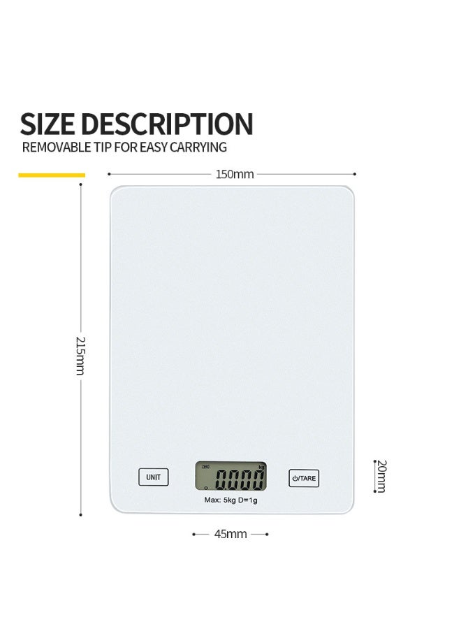 Digital Kitchen Scale Silver-White ,215mm X 150mm5kg/1g Precision Food Scale with LCD Display - Image 3