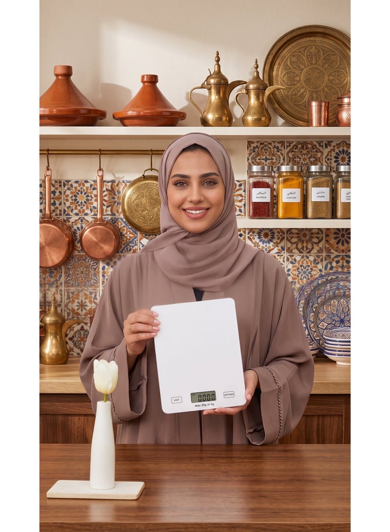 Digital Kitchen Scale Silver-White ,215mm X 150mm5kg/1g Precision Food Scale with LCD Display - Image 2