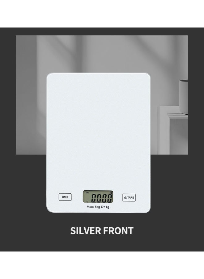 Digital Kitchen Scale Silver-White ,215mm X 150mm5kg/1g Precision Food Scale with LCD Display - Image 5