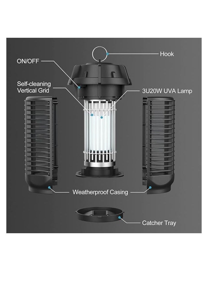 ARNOTEC - Mosquito Killer Lamp 20W UV Electric Fly Zapper Waterproof Light Portable Bug Zapper, Moth, Gnat, Flies Pest Control Repeller Catcher with Standard UK Plug for Indoor, Black - Image 1