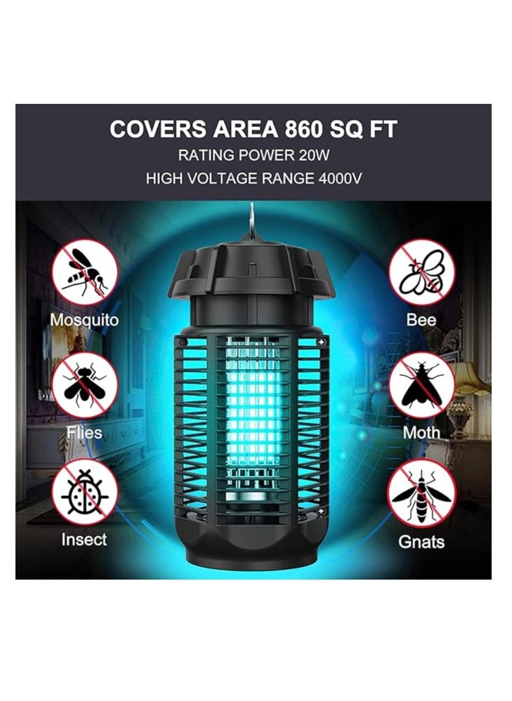 ARNOTEC - Mosquito Killer Lamp 20W UV Electric Fly Zapper Waterproof Light Portable Bug Zapper, Moth, Gnat, Flies Pest Control Repeller Catcher with Standard UK Plug for Indoor, Black - Image 1