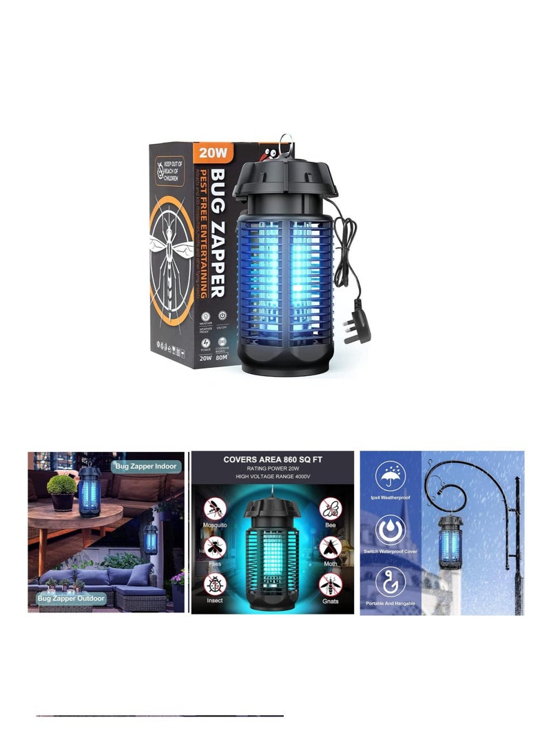 ARNOTEC - Mosquito Killer Lamp 20W UV Electric Fly Zapper Waterproof Light Portable Bug Zapper, Moth, Gnat, Flies Pest Control Repeller Catcher with Standard UK Plug for Indoor, Black - Image 1