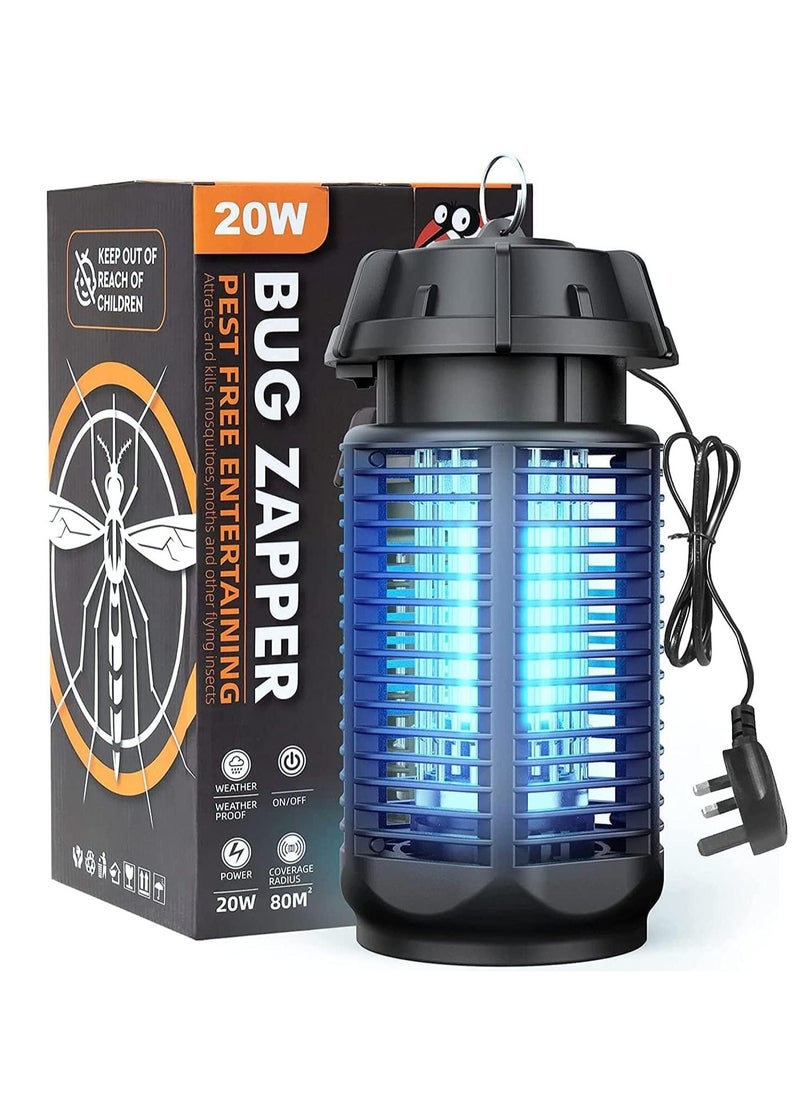ARNOTEC - Mosquito Killer Lamp 20W UV Electric Fly Zapper Waterproof Light Portable Bug Zapper, Moth, Gnat, Flies Pest Control Repeller Catcher with Standard UK Plug for Indoor, Black - Image 1