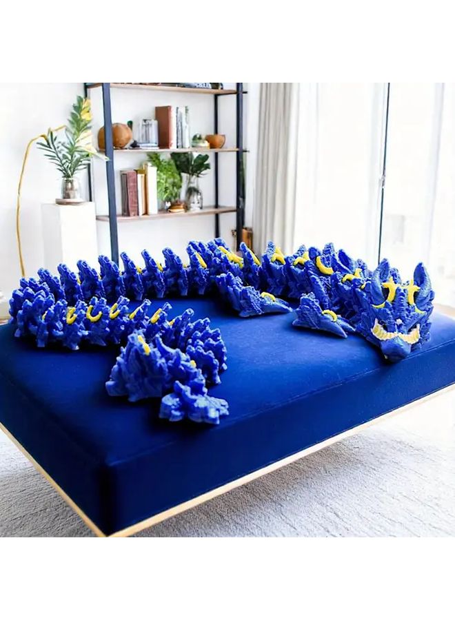Blue 3D Printed Flying Dragon Statue Fantasy Decor Gift - Image 4