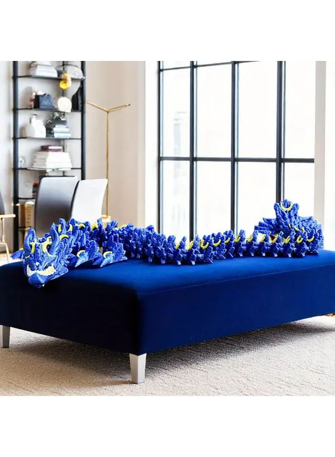 Blue 3D Printed Flying Dragon Statue Fantasy Decor Gift - Image 3