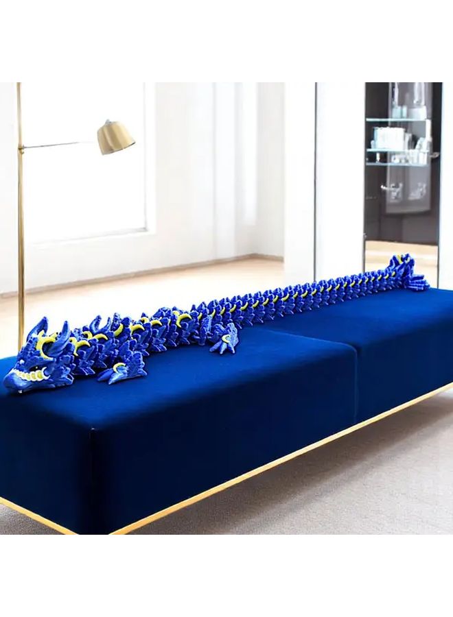Blue 3D Printed Flying Dragon Statue Fantasy Decor Gift - Image 2