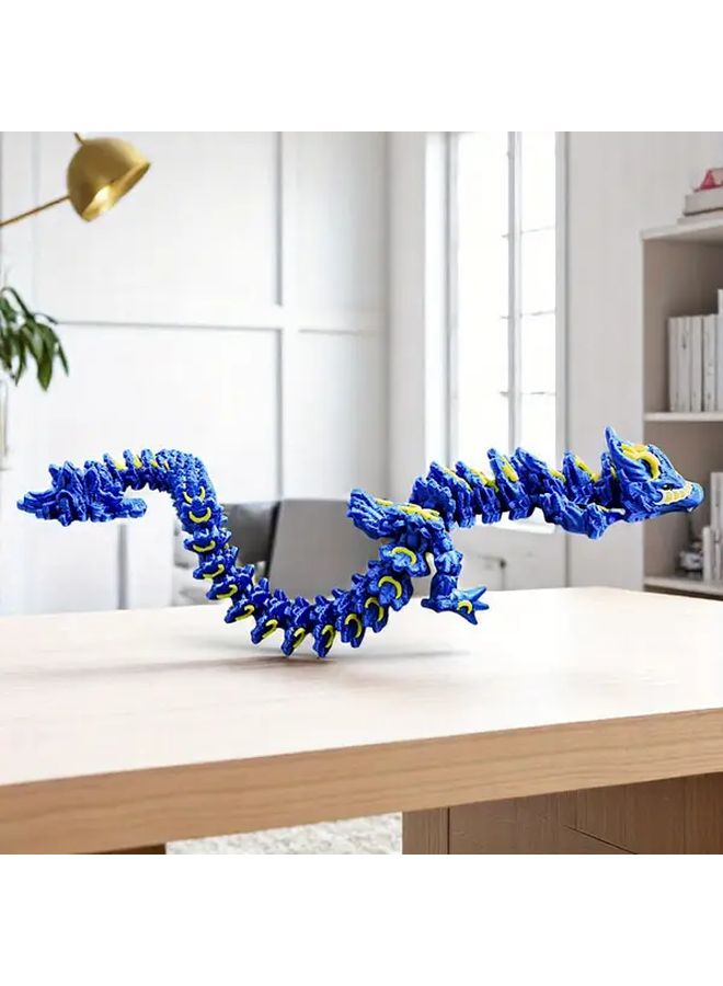 Blue 3D Printed Flying Dragon Statue Fantasy Decor Gift - Image 5
