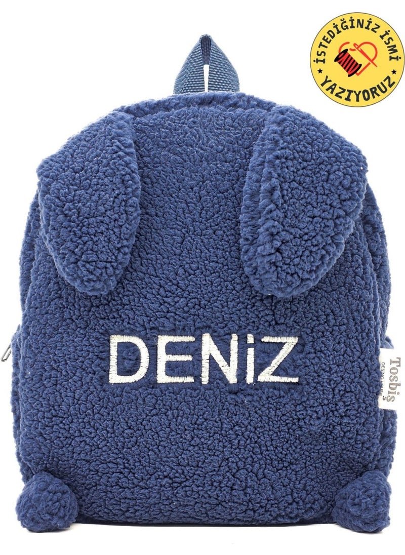 No Additional Features Available [ We Write the Name You Want ] Rabbit Navy Blue 0-8 Years Old Child Backpack,