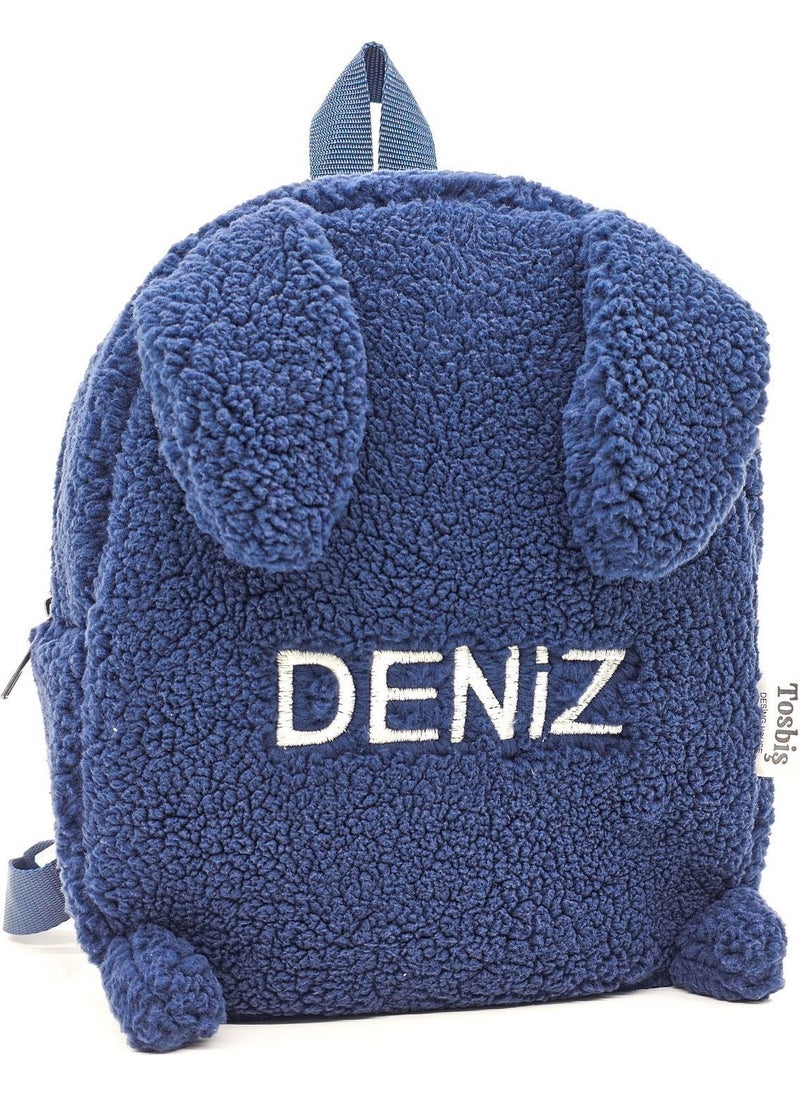 No Additional Features Available [ We Write the Name You Want ] Rabbit Navy Blue 0-8 Years Old Child Backpack,