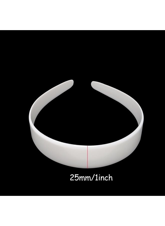 HONBAY 10PCS 25mm 1 inch DIY Semi-Finished Hair Hoop Plain No Teeth Plastic Craft Headbands DIY Hair Bands (White) - Image 3