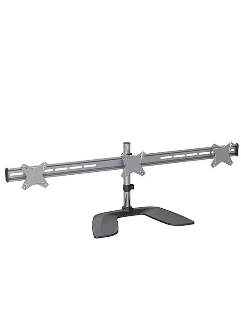 Skill Tech E T01 T03 Triple Screen Aluminum Monitor Arm – Adjustable 13"-27" Displays, 8kg Capacity, VESA 100x100, Matte Black  - Image 1