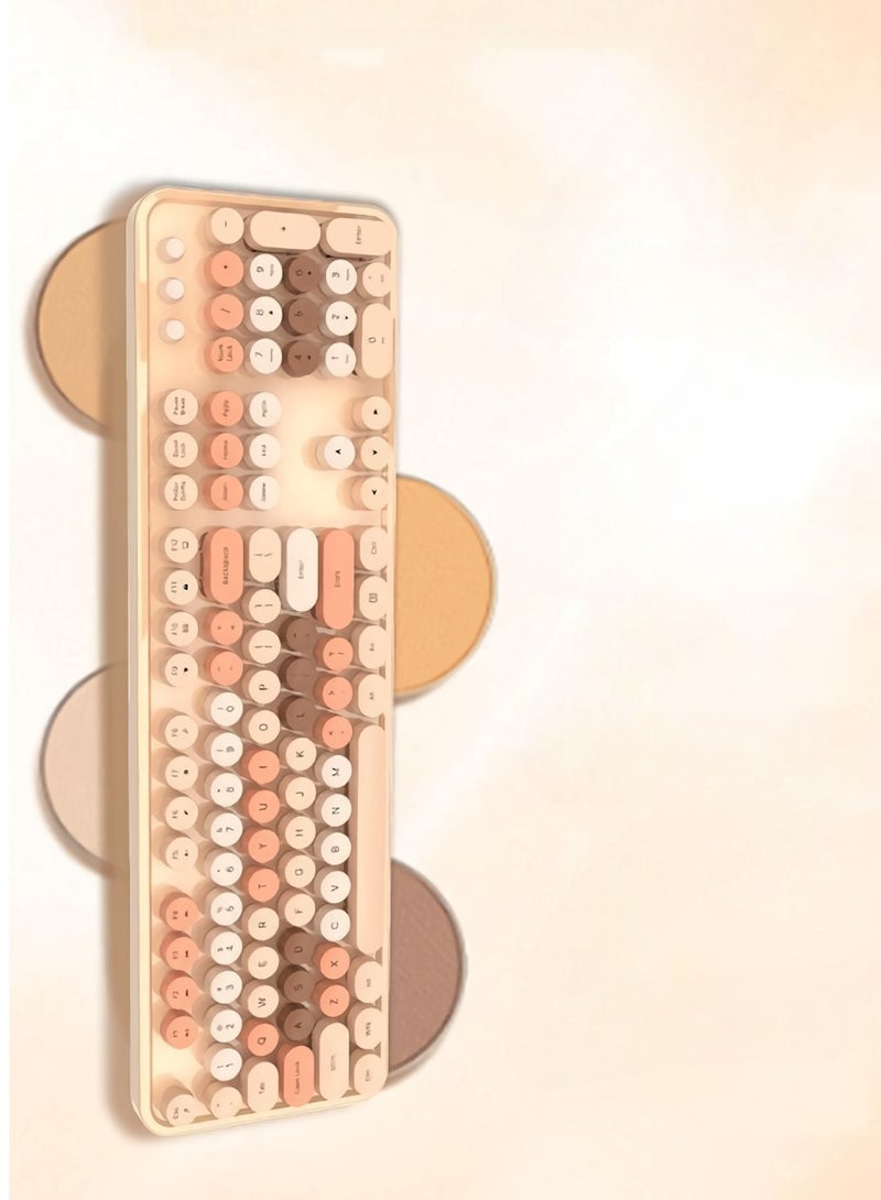 موفيفي مجموعة لوحة مفاتيح وماوس لاسلكية كاملة الحجم 2.4 جيجاهرتز، لوحة مفاتيح وماوس لاسلكية ملونة للكمبيوتر، لوحة مفاتيح صامتة خفيفة الوزن وقابلة للحمل مع ماوس، (لون وردي مختلط) - Image 4