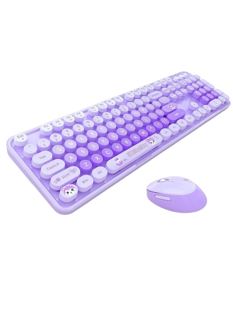 موفيفي مجموعة لوحة مفاتيح وماوس لاسلكية كاملة الحجم 2.4 جيجاهرتز، لوحة مفاتيح وماوس لاسلكية ملونة للكمبيوتر، لوحة مفاتيح صامتة خفيفة الوزن وقابلة للحمل مع ماوس، (لون وردي مختلط) - Image 1