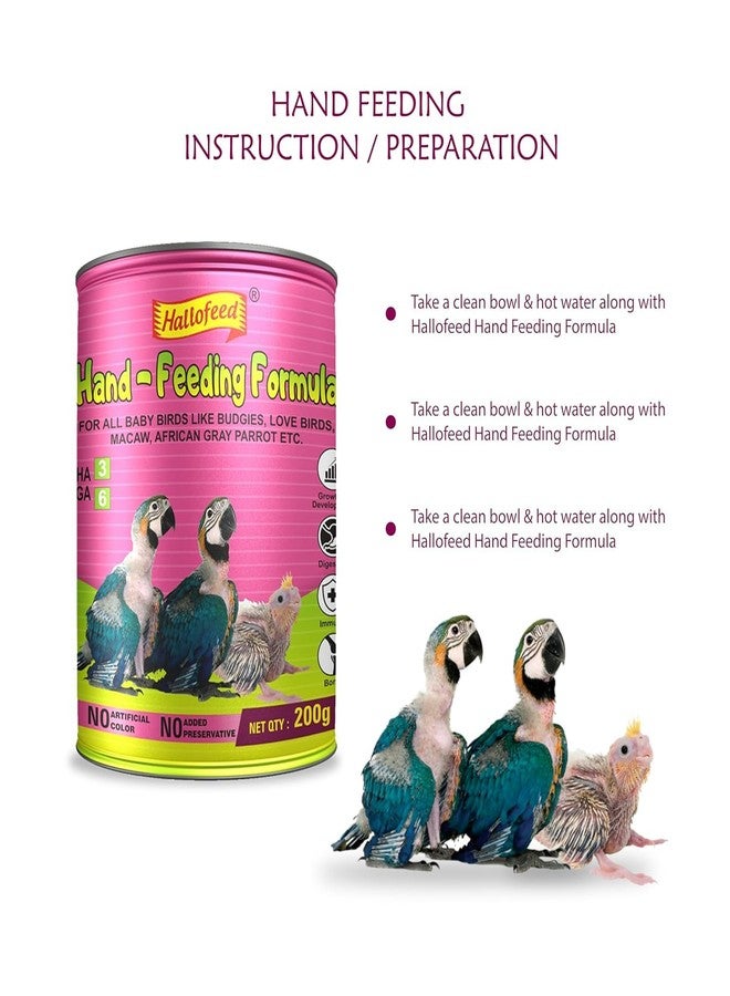 Hallofeed Fisher Men Hallofeed Dry Hand Feeding Formula: Nourishing Baby Bird Food for Optimal Growth and Development | Specifically Formulated for New Born Birds of All Species | 200 gm | Pack of 2 - Image 4