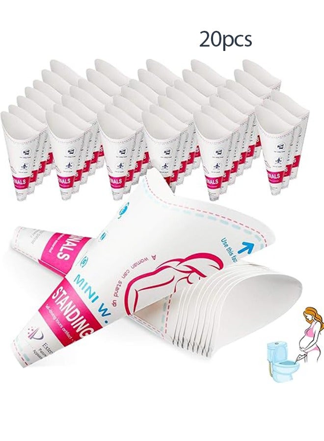 20 Pcs Disposable Female Urination Devices, Portable and Lightweight, Women's Urinal Funnel for Standing Pee, Waterproof Paper Standing Urinary Funnel for Camping, Hiking and Pregnant Women - Image 1