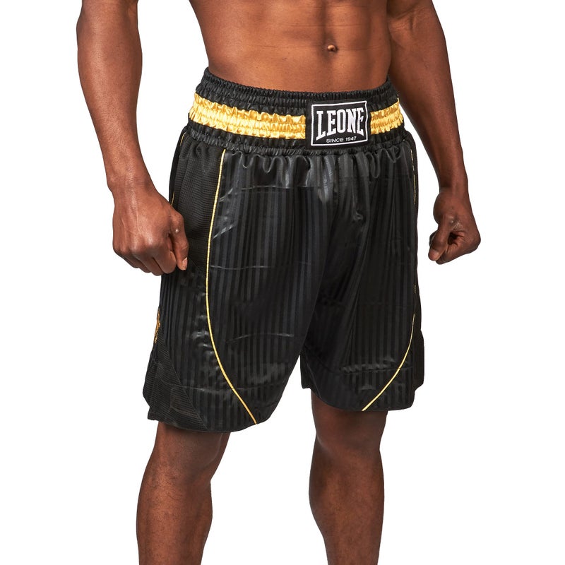LEONE 1947 AB240 Mens Boxing Shorts Lightweight Breathable Fight Trunks with Wide Elastic Waistband Pro Training Shorts for Boxing Kickboxing MMA BlackGold Size M - Image 2