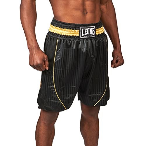 LEONE 1947 AB240 Mens Boxing Shorts Lightweight Breathable Fight Trunks with Wide Elastic Waistband Pro Training Shorts for Boxing Kickboxing MMA BlackGold Size M - Image 1