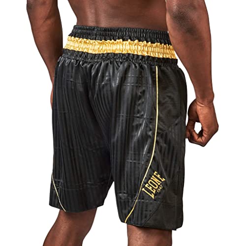 LEONE 1947 AB240 Mens Boxing Shorts Lightweight Breathable Fight Trunks with Wide Elastic Waistband Pro Training Shorts for Boxing Kickboxing MMA BlackGold Size M - Image 3