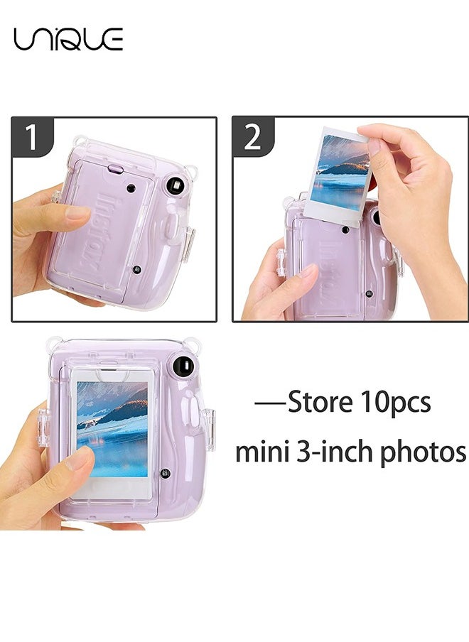 Unique 3 Pack Clear Camera Case Compatible with Fujifilm Instax Mini 11 Instant Camera, Clear Instax Mini 11 Case with Photo Pocket Holds and Adjustable Shoulder Strap & Cute Camera Sticker  - Image 4