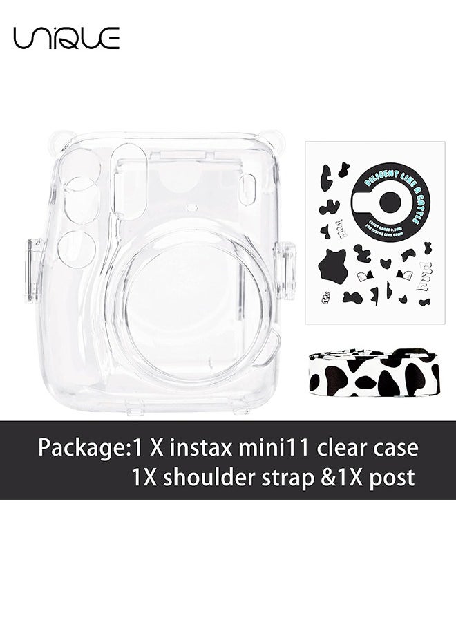 Unique 3 Pack Clear Camera Case Compatible with Fujifilm Instax Mini 11 Instant Camera, Clear Instax Mini 11 Case with Photo Pocket Holds and Adjustable Shoulder Strap & Cute Camera Sticker  - Image 2