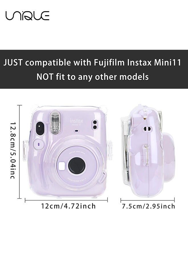 Unique 3 Pack Clear Camera Case Compatible with Fujifilm Instax Mini 11 Instant Camera, Clear Instax Mini 11 Case with Photo Pocket Holds and Adjustable Shoulder Strap & Cute Camera Sticker  - Image 3