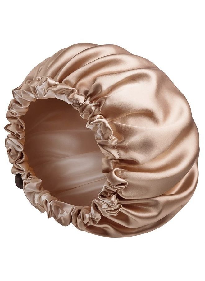 Edoneery - Satin Bonnet Silk Bonnet for Curly Hair Bonnet Braid Bonnet for Sleeping Bonnets for Women Large Double-Layer Adjustable Khaki - Image 1