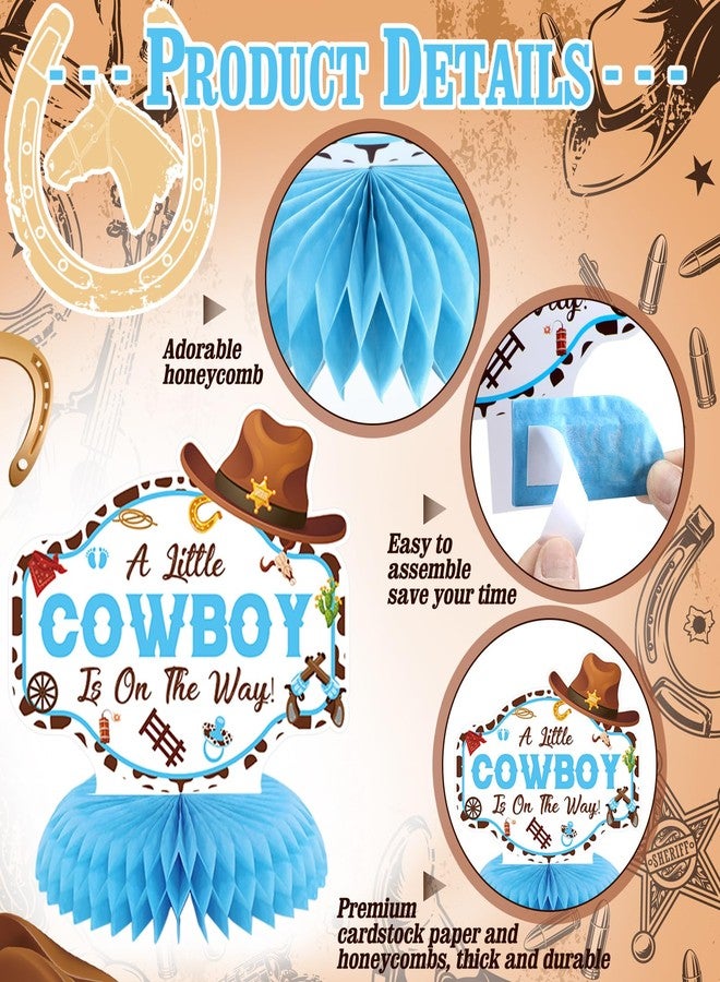 Moinchore 12 Pcs Cowboy Baby Shower Decorations a Little Cowboy Is on the Way Honeycomb Centerpieces Western Baby Shower Decorations Western Table Topper Table Decoration for Birthday Party Favors - Image 4