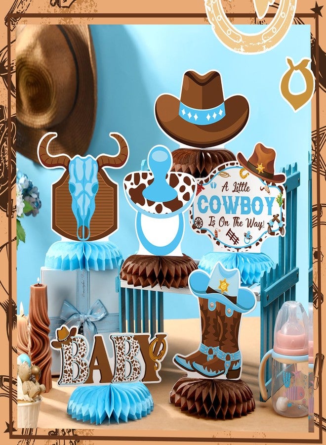 Moinchore 12 Pcs Cowboy Baby Shower Decorations a Little Cowboy Is on the Way Honeycomb Centerpieces Western Baby Shower Decorations Western Table Topper Table Decoration for Birthday Party Favors - Image 3