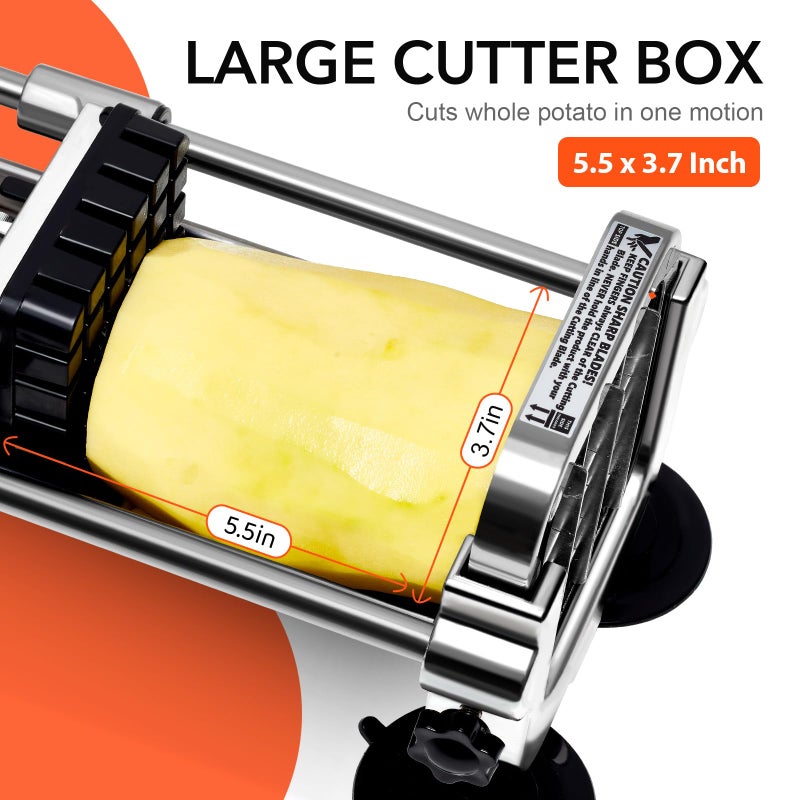 Befano French Fry Cutter, Stainless Steel Potato Cutter with 1/2 Inch, 3/8 Inch and 1/4 Inch Blades (Manual Cutter, 1/2 '' & 3/8 '' & 1/4 '' Blade) - Image 4