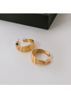 Generic Exaggerated Multi-Layer C-Shaped Brushed Gold Plated Earrings European Luxury Minimalist Personality Geometric Ear Jewelry E3450-2 