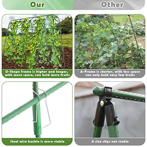 Tetutor Cucumber Trellis for Raised Beds, 63 x 45 Inch U-Shaped Garden Trellis for Climbing Plants Outdoors with Climbing Net, Metal Detachable Arch Plant Support Vegetable Trellis - Image 3
