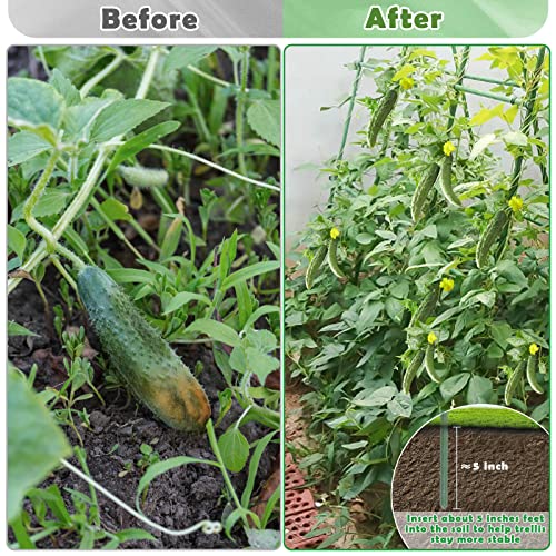Tetutor Cucumber Trellis for Raised Beds, 63 x 45 Inch U-Shaped Garden Trellis for Climbing Plants Outdoors with Climbing Net, Metal Detachable Arch Plant Support Vegetable Trellis - Image 5