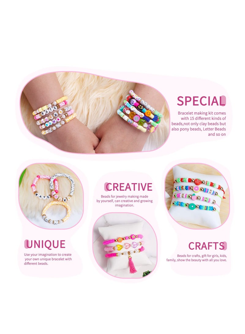 Y&D 6500 pcs Clay Beads Bracelet Making Kit for Jewelry with Polymer Pony Letter Bracelets Marking Arts Crafts Gifts Girls  - Image 4