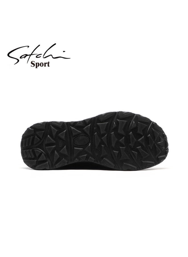 Satchi Men's Autumn Winter Fleece-lined Fashion Trendy Lace-up Flyknit Casual Sports Shoes Soft Sole Simple Comfortable Mesh Sneakers - Image 2