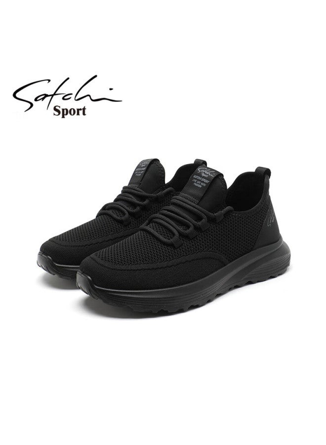 Satchi Men's Autumn Winter Fleece-lined Fashion Trendy Lace-up Flyknit Casual Sports Shoes Soft Sole Simple Comfortable Mesh Sneakers - Image 4