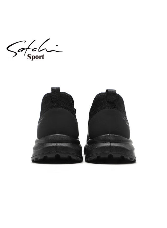 Satchi Men's Autumn Winter Fleece-lined Fashion Trendy Lace-up Flyknit Casual Sports Shoes Soft Sole Simple Comfortable Mesh Sneakers - Image 3