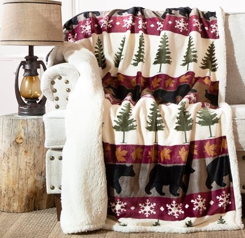 CARSTENS, INC. Ultra Premium Super Soft Plush Sherpa Fleece Oversized Throw Blanket 54" x 68", Tall Pine - Image 1
