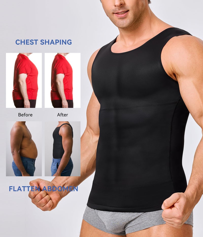 Eleady Mens Compression Shirt Slimming Body Shaper Vest Workout Tank Tops Abs Abdomen Undershirts(Black, XL) - Image 5