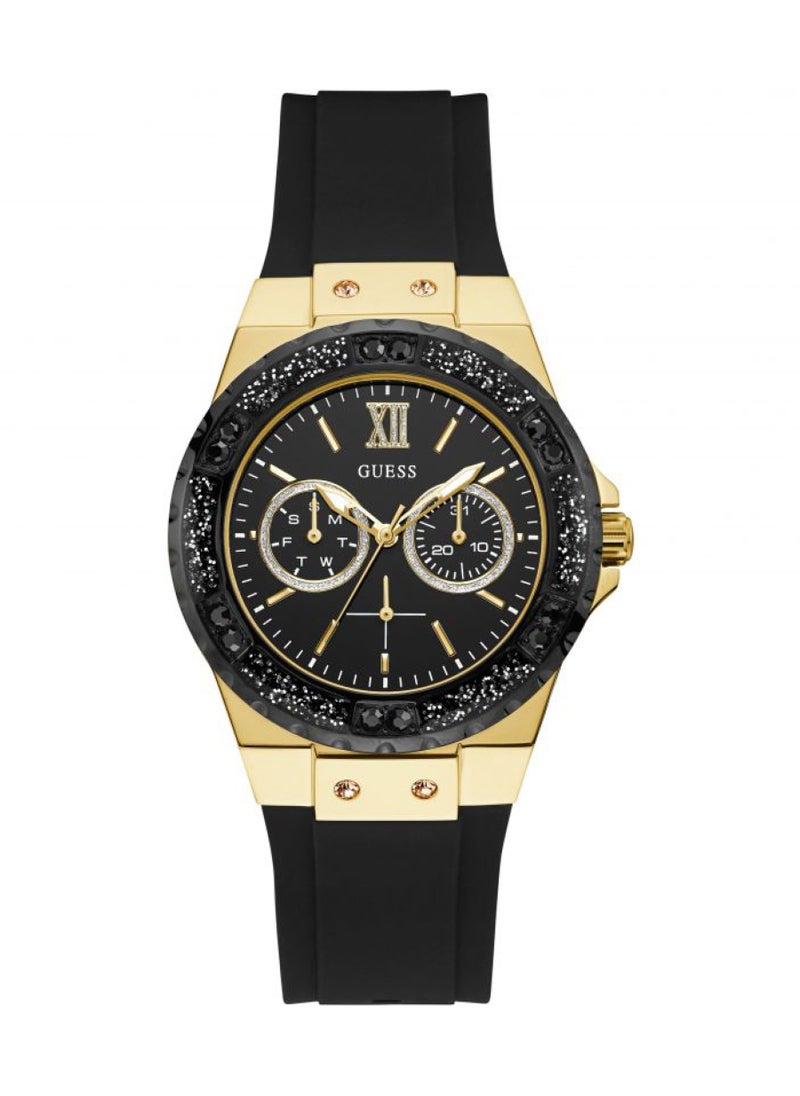 GUESS - Women’s Limelight Crystal Black Dial Rubber Watch W1053L7 - 39mm - Image 1