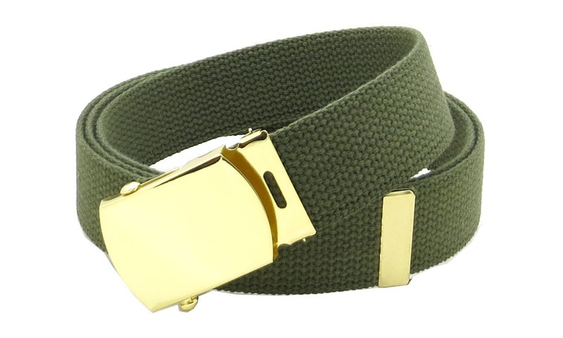 BC Belts Canvas Web Belt Military Style with Brass Buckle and Tip 54" Long Many Colors (Olive) - Image 5