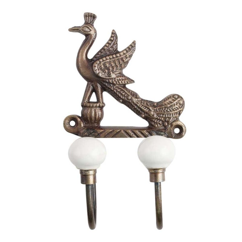 Indian-Shelf IndianShelf Handmade Peacock Key Hooks Wall Hangers Coat Hanging Towel Mount Hat Mug Utensils Heavy Duty Ceramic_Multicolor_525 Inches1 Piece  - Image 2