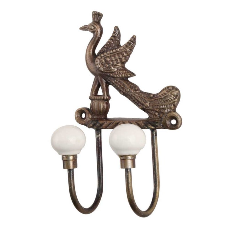 Indian-Shelf IndianShelf Handmade Peacock Key Hooks Wall Hangers Coat Hanging Towel Mount Hat Mug Utensils Heavy Duty Ceramic_Multicolor_525 Inches1 Piece  - Image 1