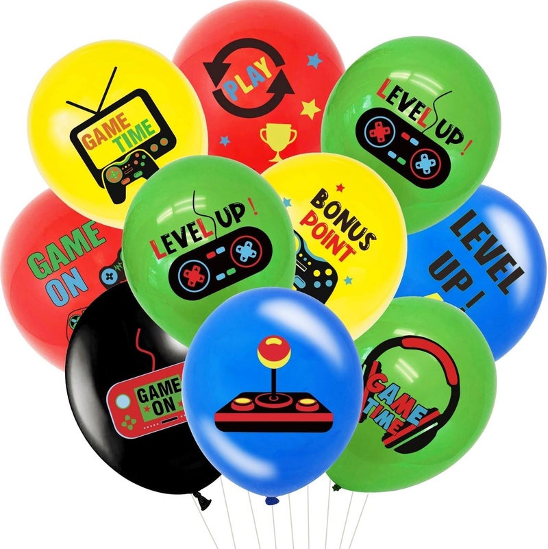 مانجو مجموعة بالونات ألعاب الفيديو 36 قطعة مستوى أعلى زينة حفلة عيد ميلاد للأولاد والمراهقين واللاعبين لعبة على موضوع بالونات لاتكس مقاس 12 بوصة للوازم حفلات ألعاب الفيديو والديكور متعدد الألوان - Image 2