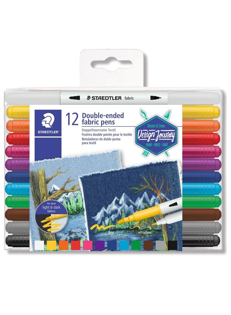 STAEDTLER 12-Piece Dual Tip Textile Markers for Light & Dark Fabrics - Image 1