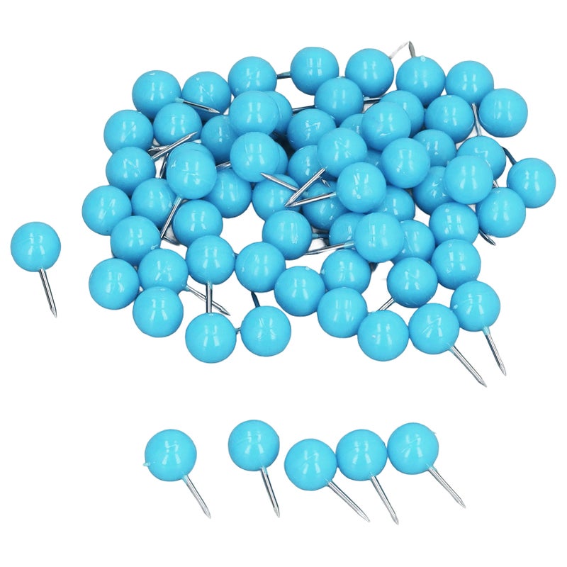 Push Pins: Blue 1 Set - Stainless Steel + Plastic Construction for Durability Map Tacks - Easy Storage with Transparent Case for Office, School Home Decor & Map Marking - Image 4