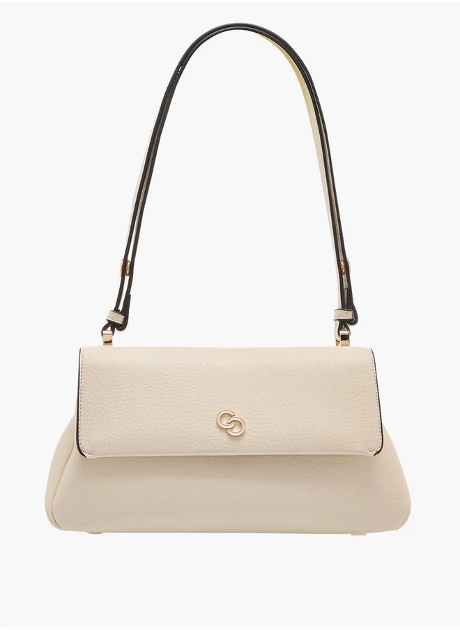 Celeste Women's Solid Shoulder Bag with Strap Handle and Flap Closure
